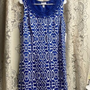 100% linen Kim Roger’s Blue Patterned Sleeveless Dress